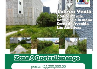 Lote en Venta cerca de Avenida Las Américas Zona 9 Quetzaltenango